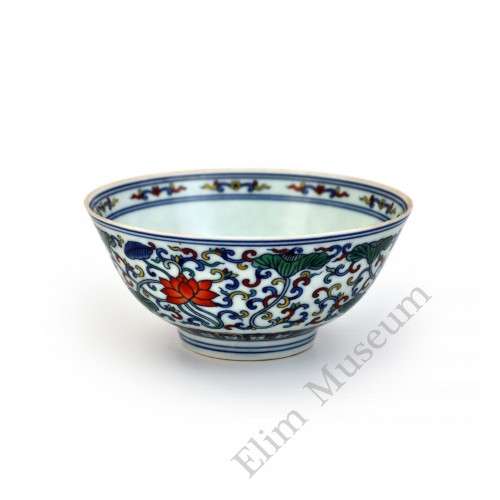 1498 A Qing Doucai scrolling lotus bowl